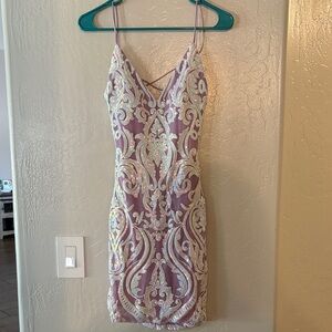 Windsor Lilac Sequin Embellished Mini Dress
